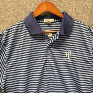 Peter Millar Summer Comfort L Blue Striped Polo Short Sleeve Shirt Potomac